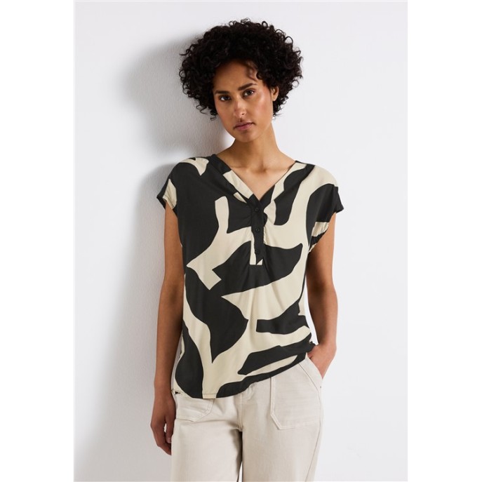 Street One blouse vhals print Zwart Zand